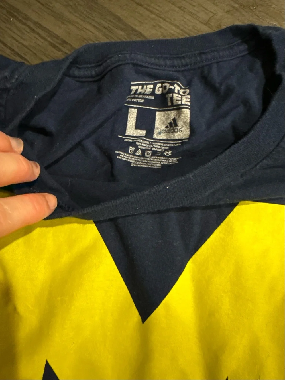 Adidas Men's university of Michigan Navy T-Shirt with Yellow 'M' Logo